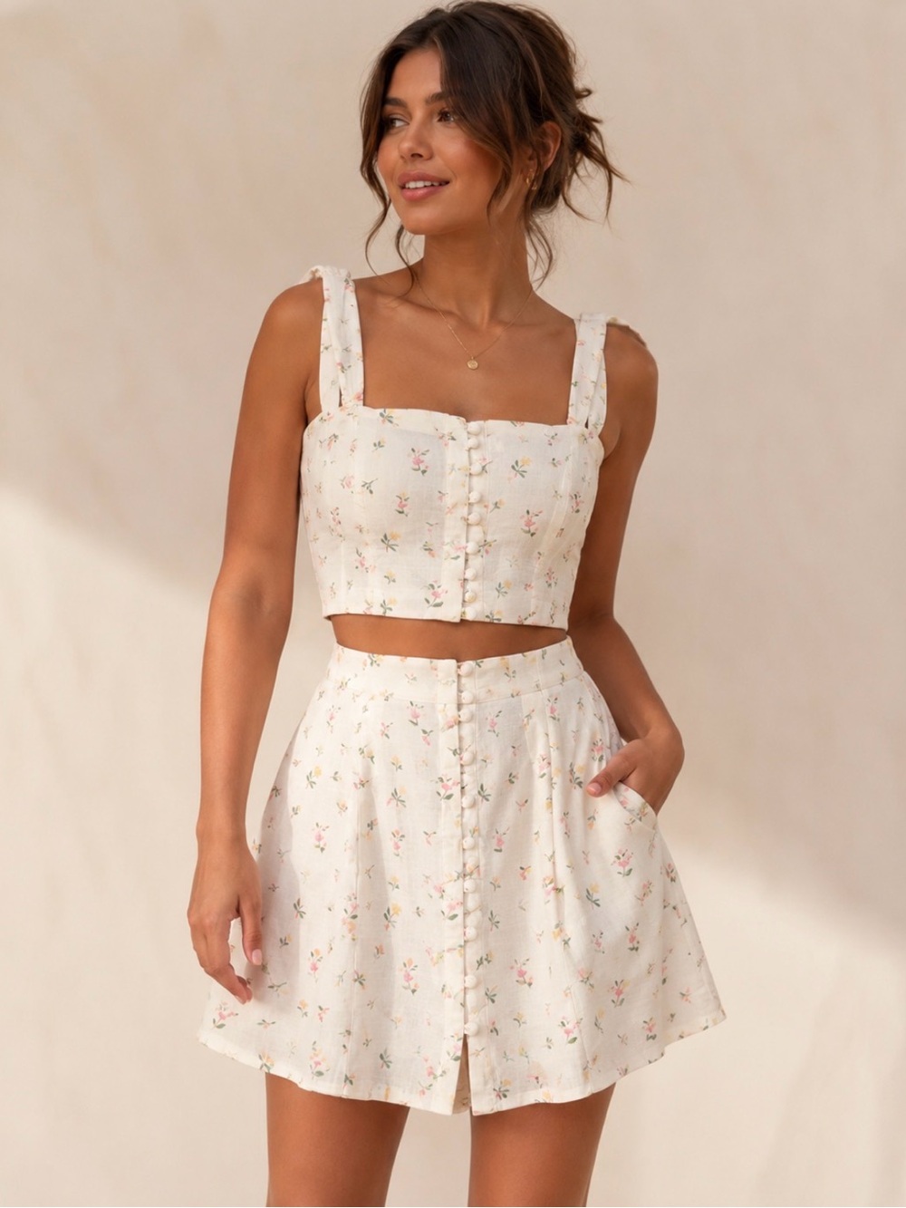 Forever 21 White Floral Mini Skirt